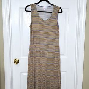 LuLaRoe Dani Sleeveless floor length column Dress Large (14-16) Multi Color
